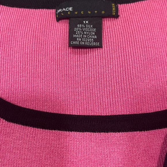 Grace Elements Women's Silk Blend‎ Pink Tank w/ Flower Detail, Size 1X - Picture 5 of 5